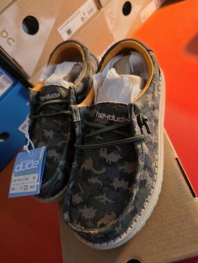 Brand New- Hey Dude Wally Youth Moss Camodino Size 3Y